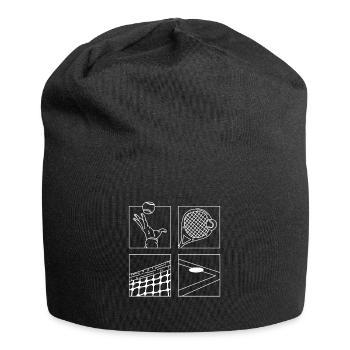 Illustration de jeu de tennis Minimaliste Joueur de tennis - Bonnet en jersey - noir - Devant