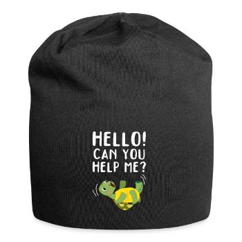 Turtle Funny Turtle Lover - Can you help me? - Jersey Beanie - black - Front