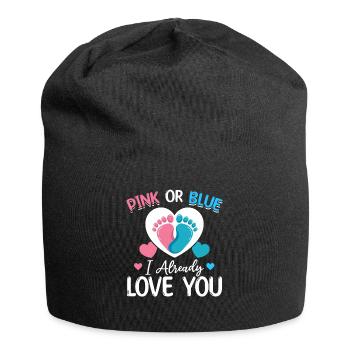 Rosa oder Blau Ich liebe dich schon Neugeborenes - Jersey-Beanie - Schwarz - Vorne