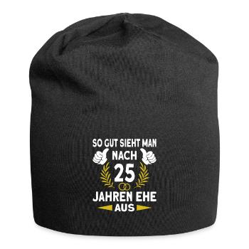 Silberne Hochzeit Silberhochzeit 25 Hochzeitstag - Jersey-Beanie - Schwarz - Vorne