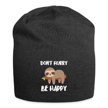 Dont Hurry Be Happy Sloth - Jersey Beanie - charcoal grey - Front