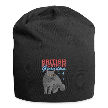 British Shorthair Grandpa | Cat Dad Gift - Jersey Beanie - black - Front