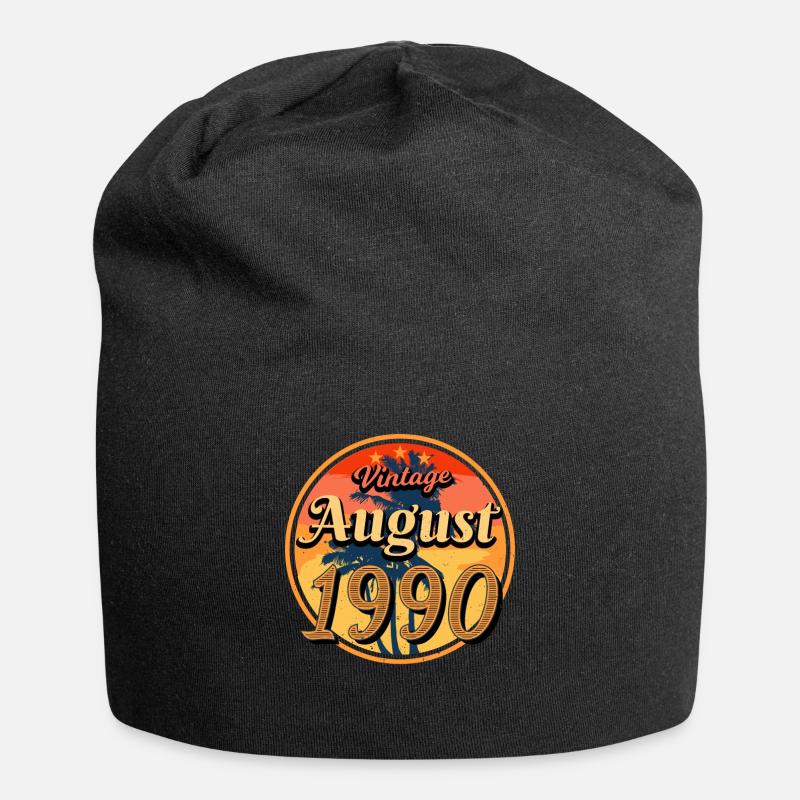 1990 August Birthday Greeting - Jersey Beanie - black