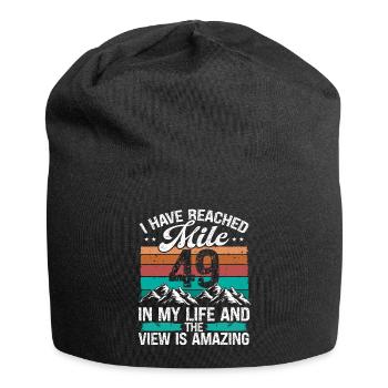 49 Year Old Hiker Mountains Hiking 49 Birthday - Jersey-Beanie - Schwarz - Vorne