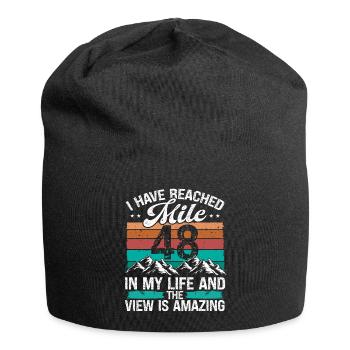 48 Year Old Hiker Mountains Hiking 48 Birthday - Jersey-Beanie - Schwarz - Vorne