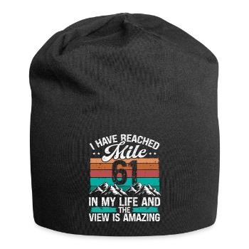 61 Year Old Hiker Mountains Hiking 61 Birthday - Jersey-Beanie - Schwarz - Vorne