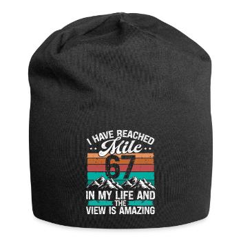 67 Year Old Hiker Mountains Hiking 67 Birthday - Jersey-Beanie - Schwarz - Vorne