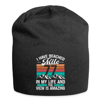 77 Year Old Hiker Mountains Hiking 77 Birthday - Jersey-Beanie - Schwarz - Vorne