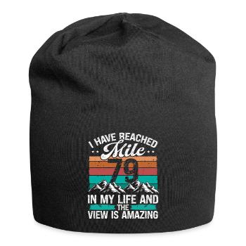 79 Year Old Hiker Mountains Hiking 79 Birthday - Jersey-Beanie - Schwarz - Vorne