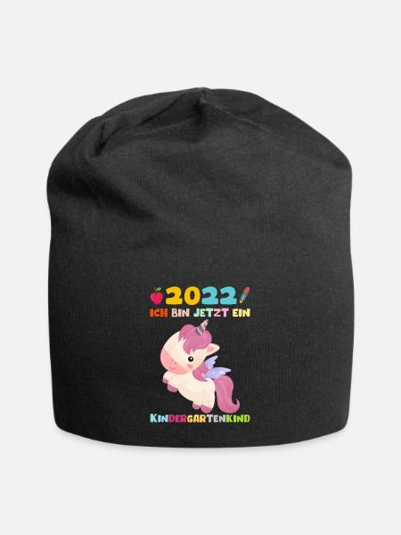 Kindergarten 2022 Ich Komme Einhorn Kita Geschenk - Jersey-Beanie - Schwarz