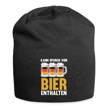 Kann Spuren von Bier enthalten - Jersey-Beanie - Schwarz - Vorne