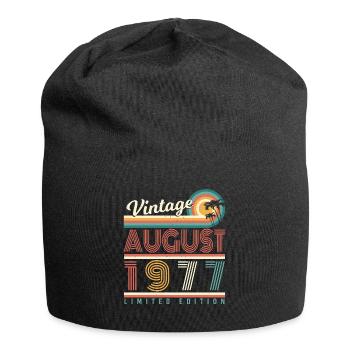 Geburtstagsgruss 1977 August - Jersey-Beanie - Schwarz - Vorne