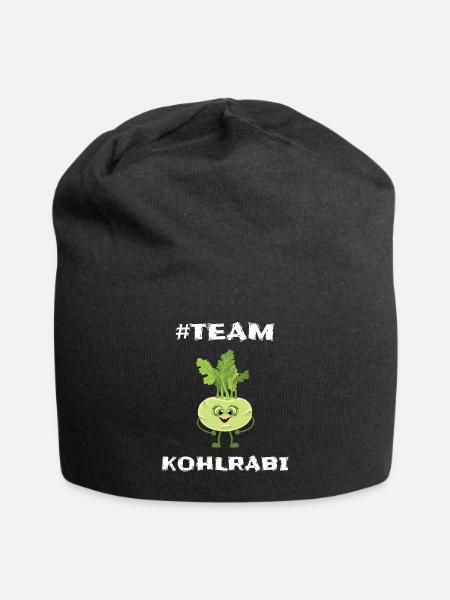 Kohlrabi Vegetarier Veganer Gemüse - Jersey-Beanie - Schwarz