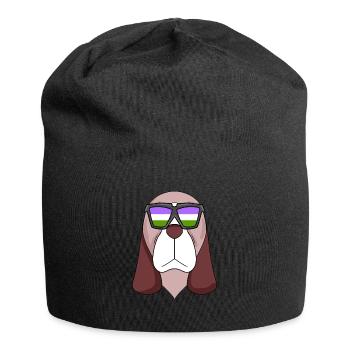 Genderqueer Lgbt Dog Basset Hound - Jersey Beanie - black - Front
