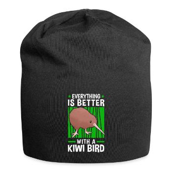 Everything is better with a kiwi bird - Jersey Beanie - black - Front