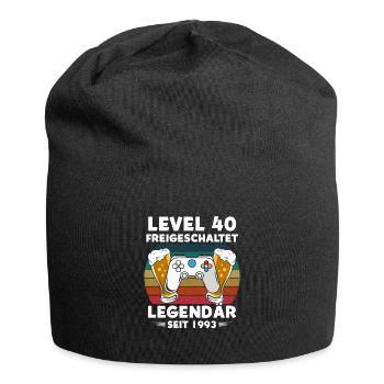 40.Geburtstag Gamer Level 40 freigeschaltet Bier - Jersey-Beanie - Schwarz - Vorne