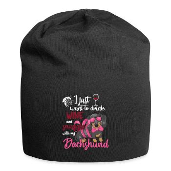 Wein Trinken Kuscheln Mit Dackelbesitzer - Jersey-Beanie - Schwarz - Vorne