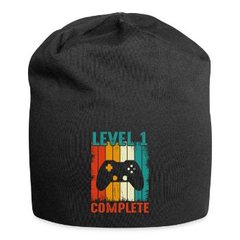 1st Wedding Anniversary - Vintage Retro Level - Jersey Beanie - black - Front