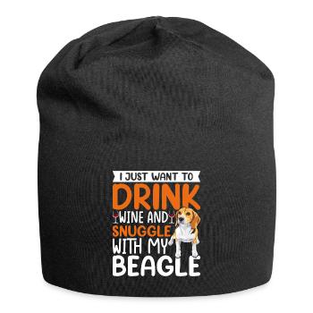 Wein Trinken Kuscheln Mit Beagle Hundehalter - Jersey-Beanie - Schwarz - Vorne