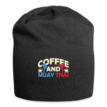 Kaffee Und Muay Thai Kampfsport Kämpfer Kampf - Jersey-Beanie - Schwarz - Vorne