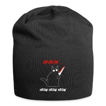 CH CH CH Meow Meow Meow Couteau de chat noir - Bonnet en jersey - noir - Devant