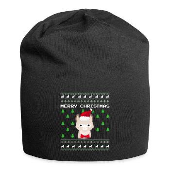 Lama de Noël laid - Bonnet en jersey - noir - Devant