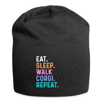 Eat Sleep Walk Corgi wiederholen - Jersey-Beanie - Schwarz - Vorne