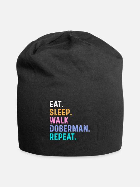 Eat Sleep Walk Dobermann Wiederholung - Jersey-Beanie - Schwarz