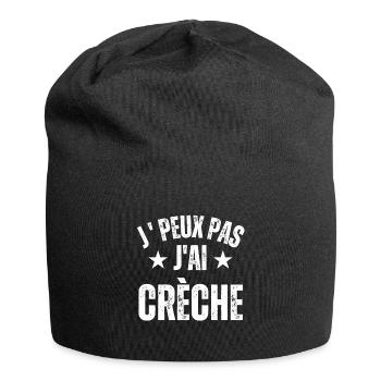 je peux pas j'ai crèche cadeau citation humour - Bonnet en jersey - noir - Devant