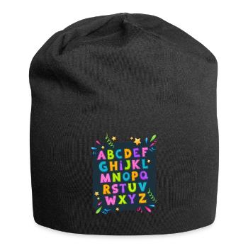 Alphabet Abc Schulstart Mädchen Jungen - Jersey-Beanie - Schwarz - Vorne
