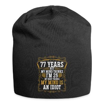 77 Year Old Funny Birthday Idea Humor 77 Birthday - Jersey Beanie - black - Front