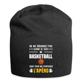 basketball ne dérangez pas sauf apéro - Bonnet en jersey - noir - Devant