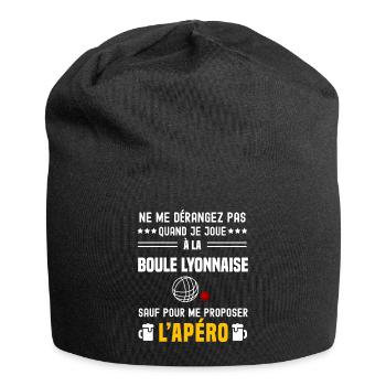boule lyonnaise ne dérangez pas sauf apéro - Bonnet en jersey - noir - Devant