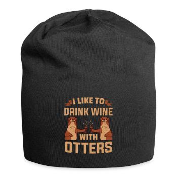 Loutre J’aime boire du vin avec des loutres de vin - Bonnet en jersey - noir - Devant