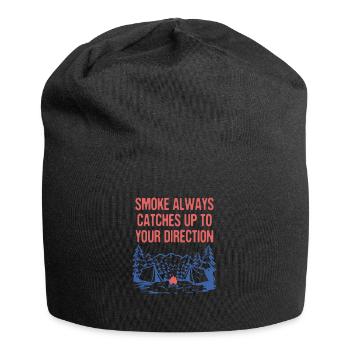 La fumée rattrape toujours camping blague camper jeu de mots - Bonnet en jersey - noir - Devant