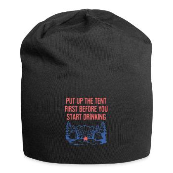 Put up the Tent First Camping Beer Lover Camper - Jersey-Beanie - Schwarz - Vorne