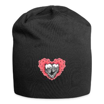 True Love Last Gothic Bones Skeleton Roses Death - Jersey Beanie - black - Front