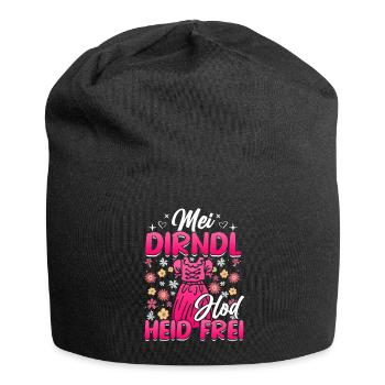 Damen Trachtenoutfit Mei Dirndl hod frei Volksfest - Jersey-Beanie - Schwarz - Vorne