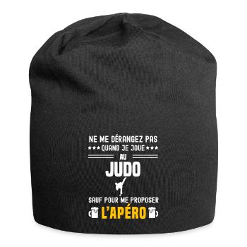judo ne dérangez pas sauf apéro - Bonnet en jersey - noir - Devant