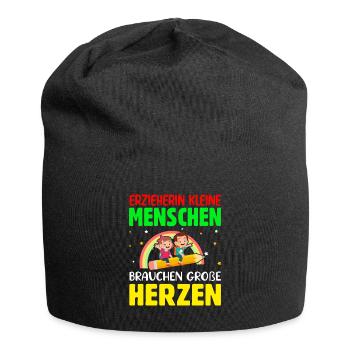 Erzieherin kleine Menschen brauchen große Herzen - Jersey-Beanie - Schwarz - Vorne
