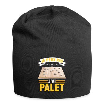 je peux pas j'ai palet idée cadeau palet breton - Bonnet en jersey - noir - Devant
