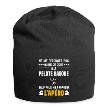 pelote basque ne dérangez pas sauf apéro - Bonnet en jersey - noir - Devant