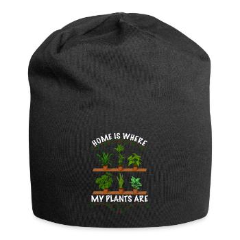 Home is where my Plants are - Jersey-Beanie - Schwarz - Vorne