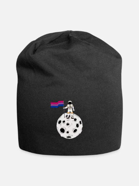 Bisexueller Astronaut auf dem Mond Bi Pride Flagge - Jersey-Beanie - Schwarz