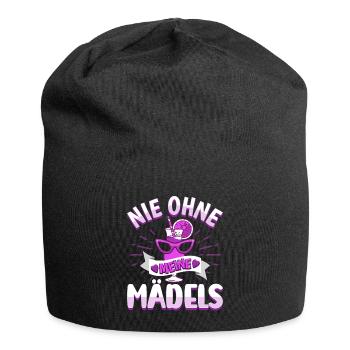 Frauen Mädels Freundinnen Feier - Jersey-Beanie - Schwarz - Vorne