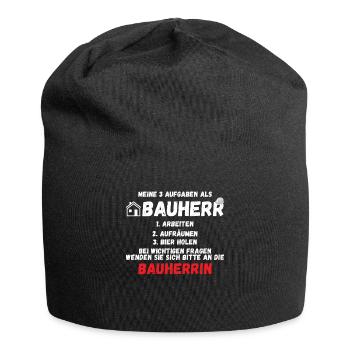Meine Aufgaben als Bauherr - Jersey-Beanie - Schwarz - Vorne