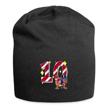 10 ans Dinosaure Football Américain 10ème B-day - Bonnet en jersey - noir - Devant