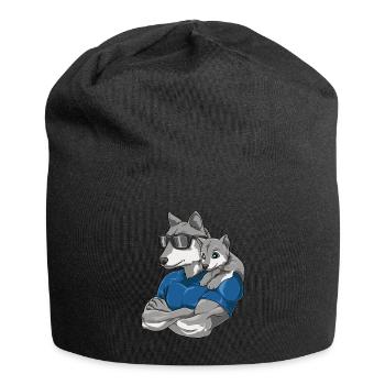 Starker Wolf mit Wolfs Kind für einen Wolf - Jersey-Beanie - Schwarz - Vorne