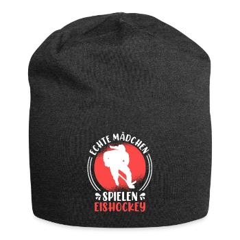 Echte Mädchen spielen Eishockey Damen - Jersey-Beanie - Anthrazit - Vorne