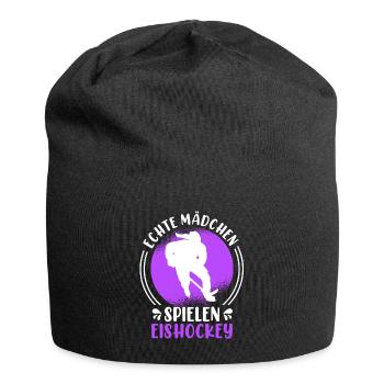 Echte Mädchen spielen Eishockey Damen - Jersey-Beanie - Schwarz - Vorne